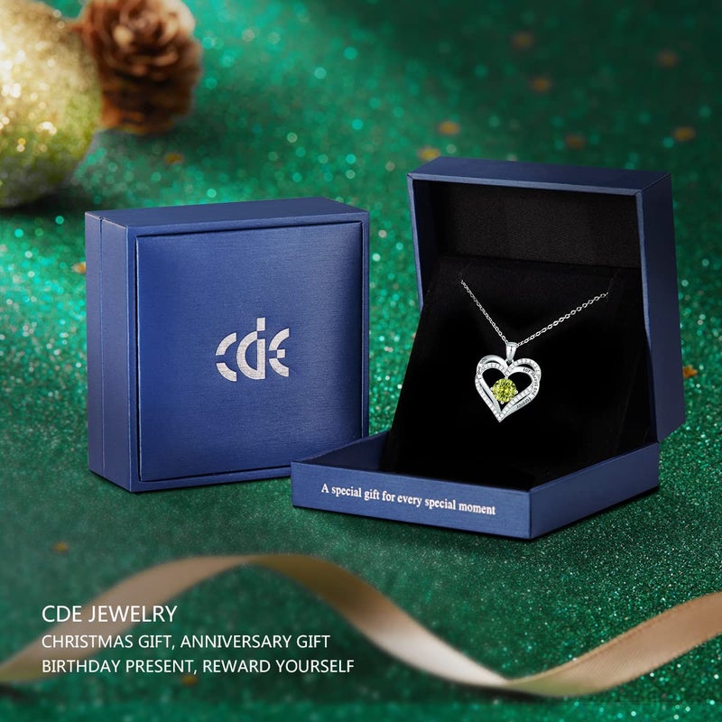 CDE Valentine's Day Gift Forever Love Heart Necklaces for Women, Wedding Anniversary, Birthday Mothers Day Christmas Day Gifts for Mom, Mother, Wife, friend, S925 Silver Jewelry with Birthstone Pendant - Image 4